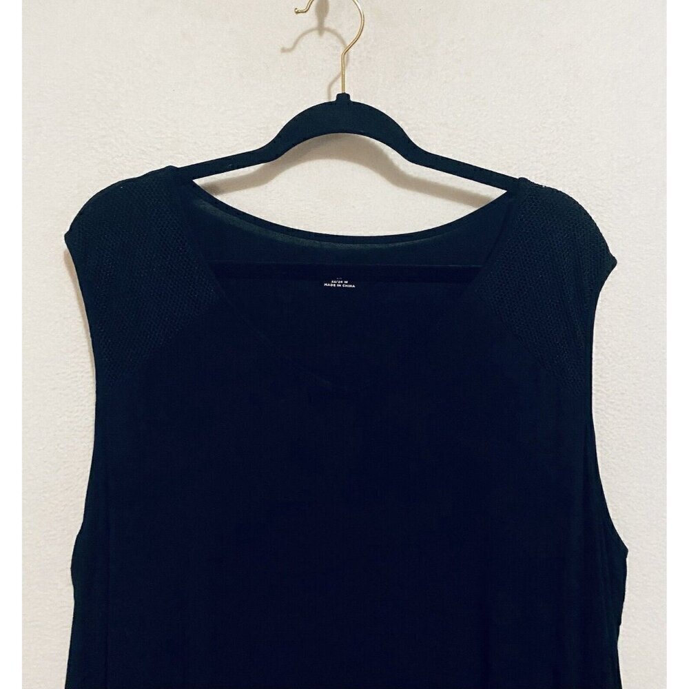 Catherines Dress Womens 2X Black Sleeveless Mesh Accents Jersey Maxi Minimalist - Picture 3 of 7
